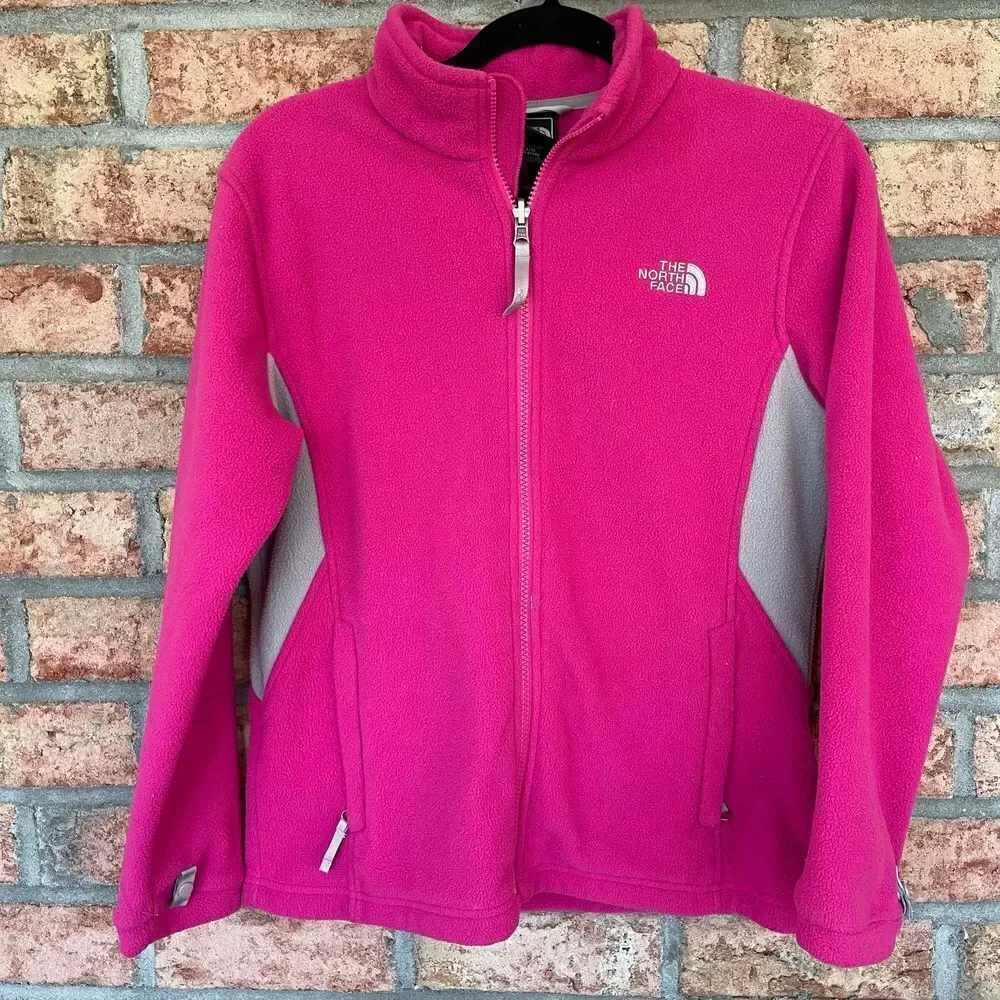 The North Face girls pink and gray fleece jacket size large